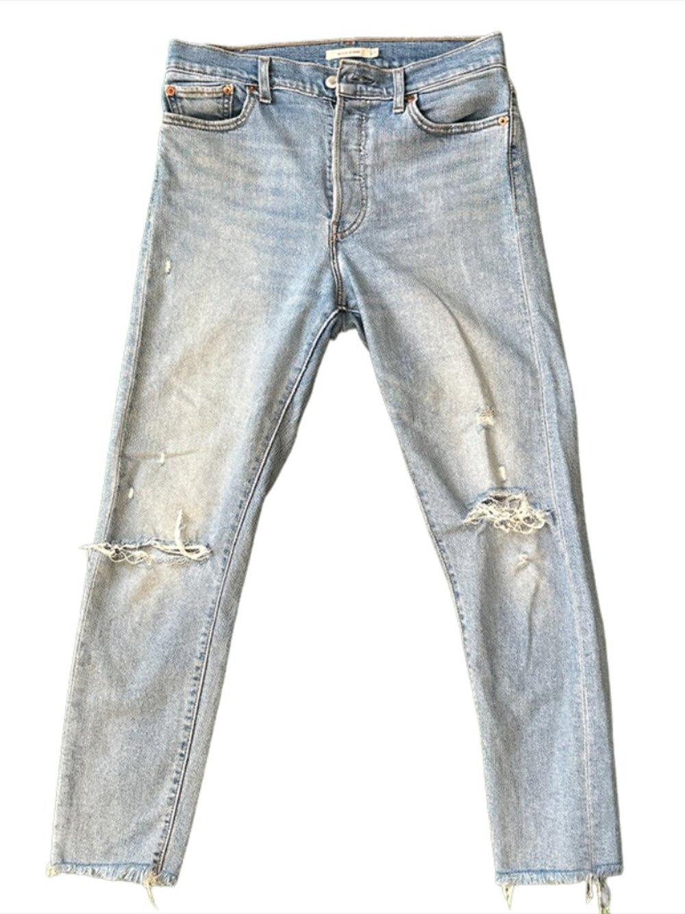 Levi's Women's High-Rise Wedgie Jeans, Size 29 Distressed Medium Wash